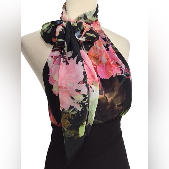 Marciano Floral Tie Neck Halter Open Back Mini Dress Size XS - Picture 6 of 9